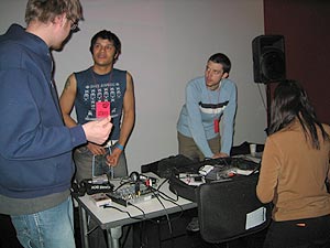 Set-up and soundcheck.  Museum of Contemporary Art Chicago, Version Lab 2003 03 29, image 01 of 18.