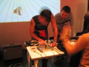 Mark DeNardo sets up in time-lapse.  Museum of Contemporary Art Chicago, Version Lab 2003 03 29, image 02 of 18.