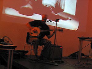 Bud Melvin performs.  Museum of Contemporary Art Chicago, Version Lab 2003 03 29, image 07 of 18.